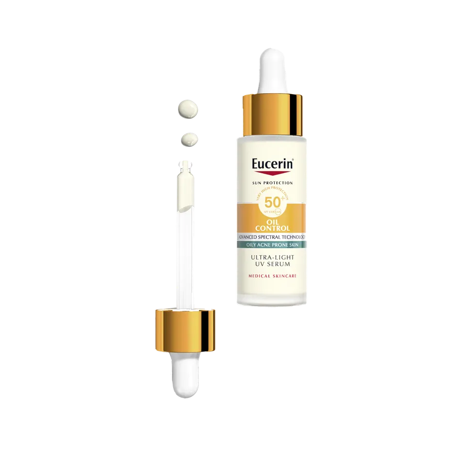 Sun oil control ultralicht serum SPF 50+ €33,99 (30 ml) Eucerin