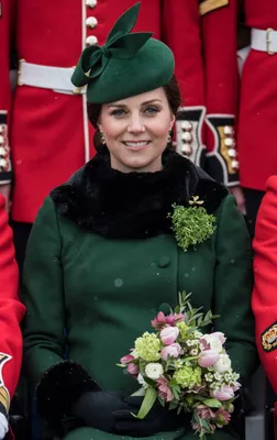 Een zwangere Kate tijdens St. Patrick's Day 2018 met, je raadt het al, de broche