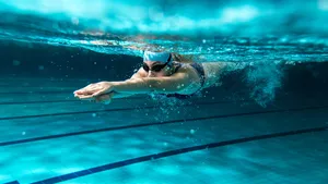 Female swimmer at the swimming pool.