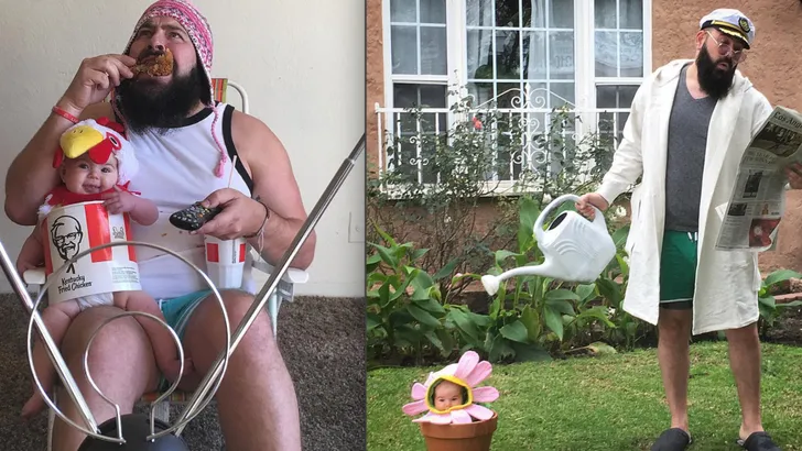 Geweldig: deze vader neemt de allerleukste outfit-foto's met zijn baby