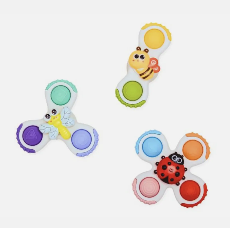 Bo Jungle Draaispeeltjes met Zuignap – 3 Stuks
