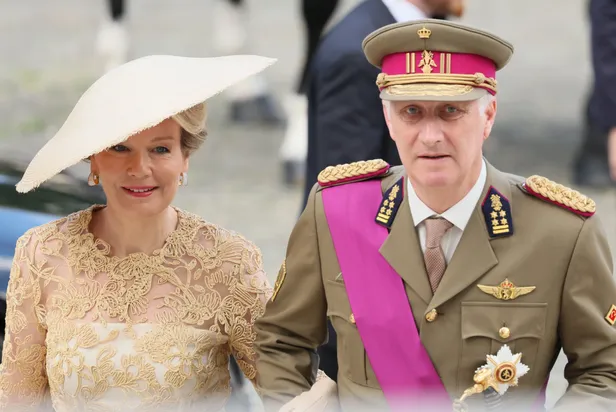 Detailfoto van koningin Mathilde en koning Filip tijdens de Nationale Feestdag, 21 juli 2026.