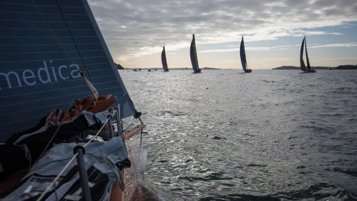 March 17, 2015. Leg 5 Start onboard Abu Dhabi Ocean Racing.