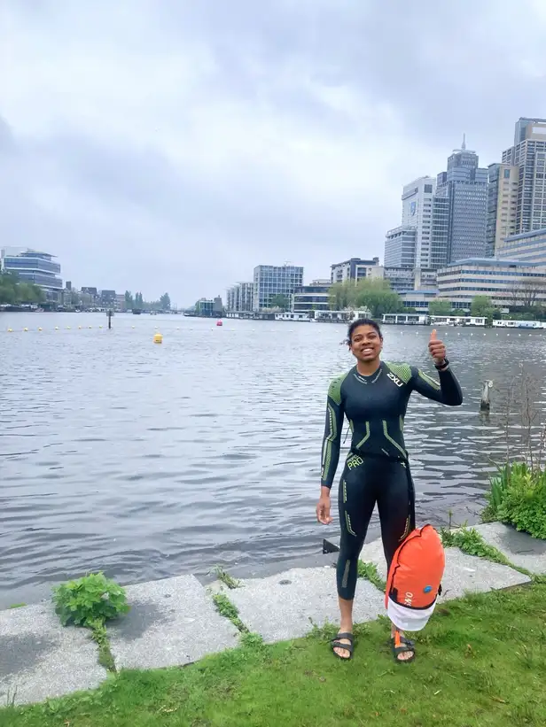 Melissa na het zwemmen 