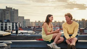 (L to R) Gaite Jansen as Luna & Martijn Lakemeieras Mink