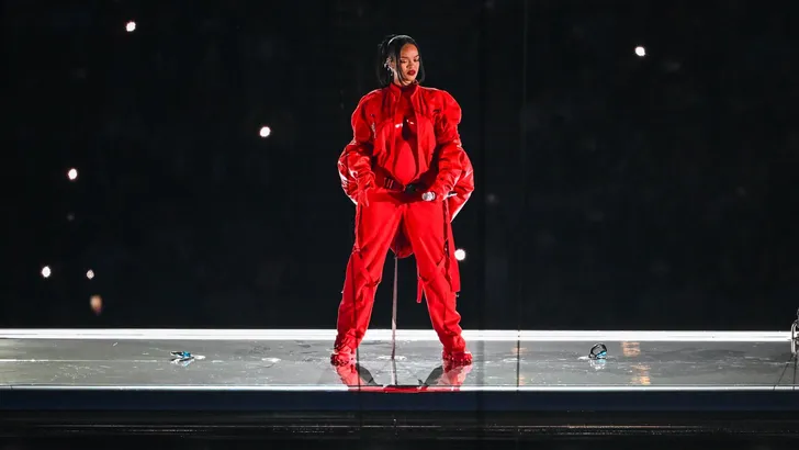Rihanna performs during the Apple Music halftime show