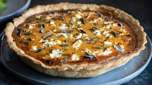 Hartige taart met zoete aardappel