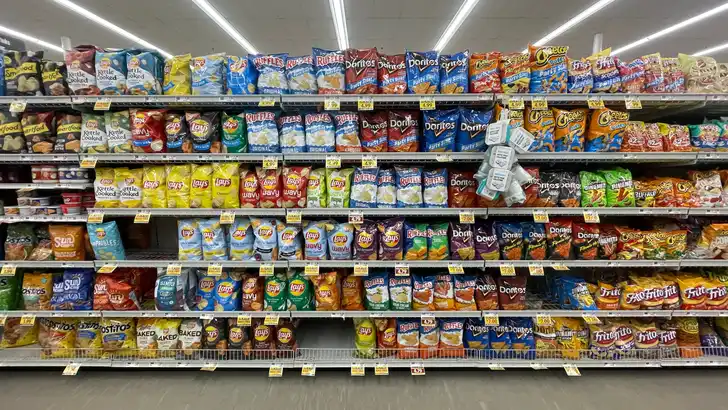 Chips-afdeling in supermarkt