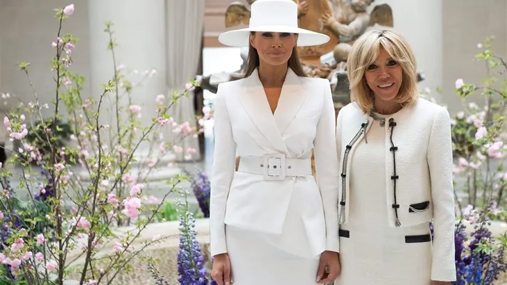 Stijlvol duo: Brigitte Macron en Melania Trump in hun mooiste creaties