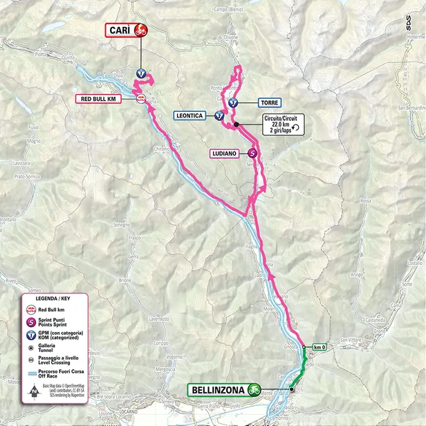 Map Giro 2026 etappe 16.