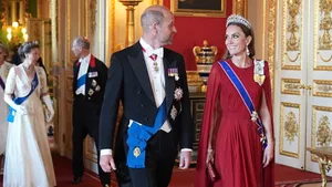 Foto van prins William en prinses Kate bij het staatsbanket voor de Franse president Macron, juli 2025.