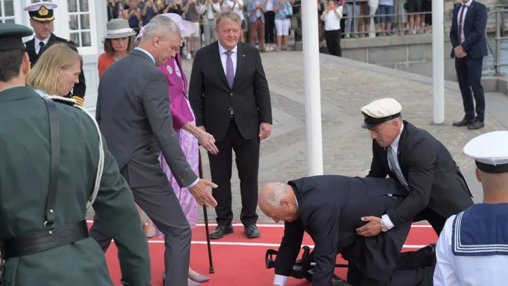 King Harald V Falls As He Welcomed By Queen Margrethe - Copenhagen