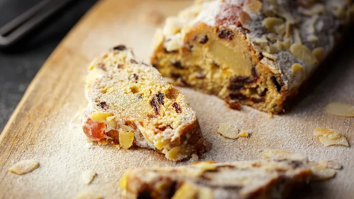 home baked Christmas stollen loaf