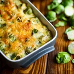 Brussels sprouts baked in sauce with cheese