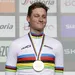 mathieu van der poel in de regenboogtrui na het wk gravel