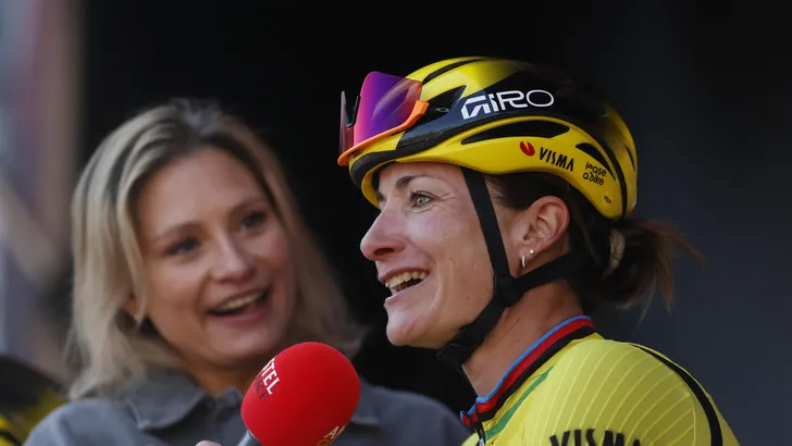 marianne vos en roxane knetemann bij de start van amstel gold race