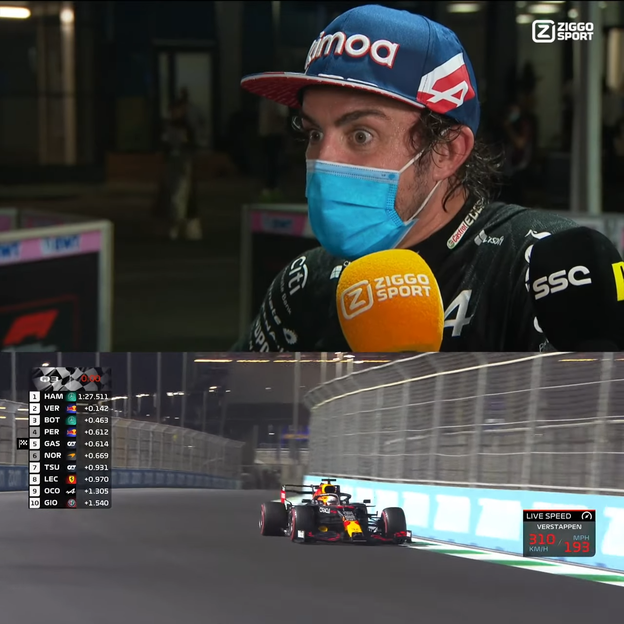 VIDEO: Alonso en Ricciardo leven mee met ronde van Verstappen