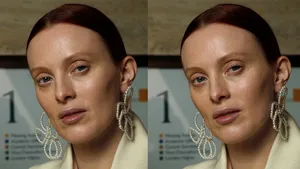 Model met prachtige huid tijdens fashion week