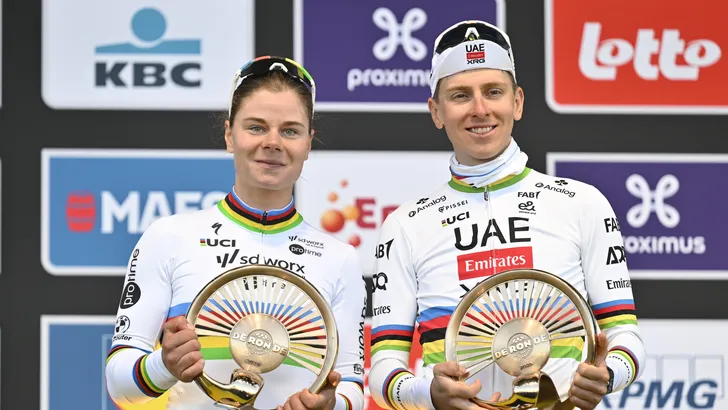 de echte tadej pogacar en lotte kopecky na de ronde van vlaanderen