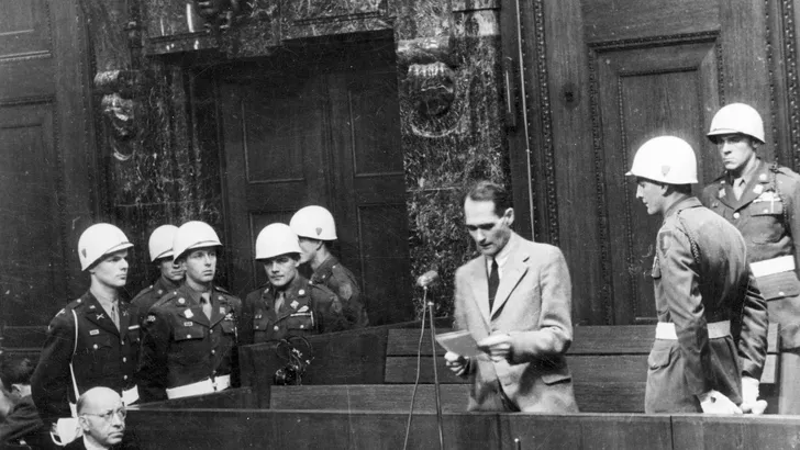 Rudolf Hess tijdens het Neurenberger Proces