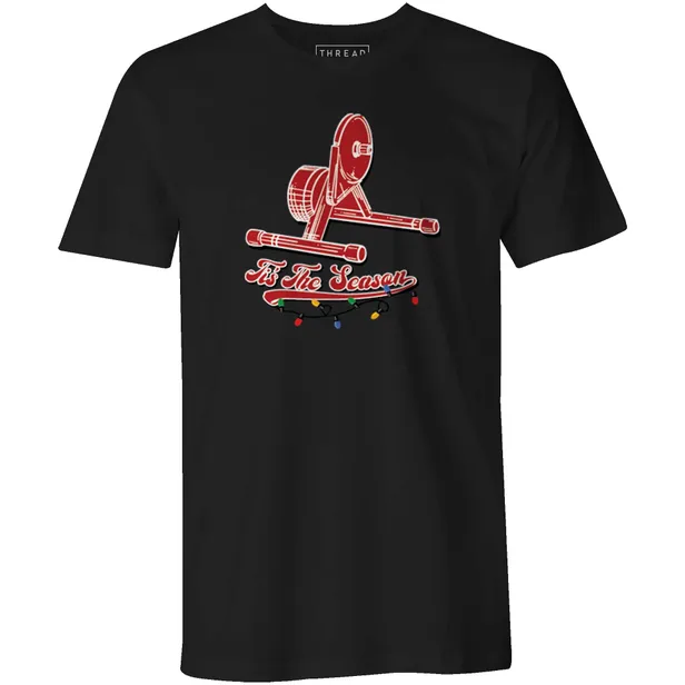 T-shirt met een wielertrainer in kerstsferen erop
