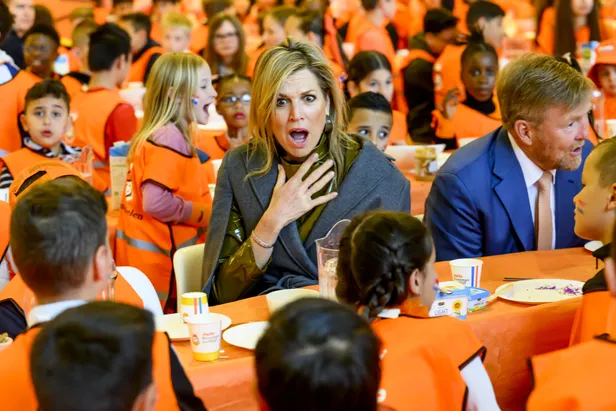 Koningin Máxima tijdens het ontbijt voorafgaand aan de opening van de Koningsspelen 2025.
