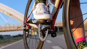 Bike shoes ready for cycling outdoors.