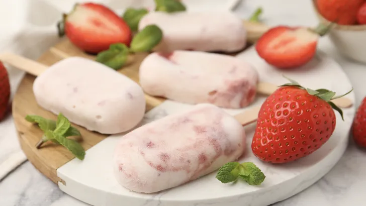 Yoghurt-aardbeienijsjes
