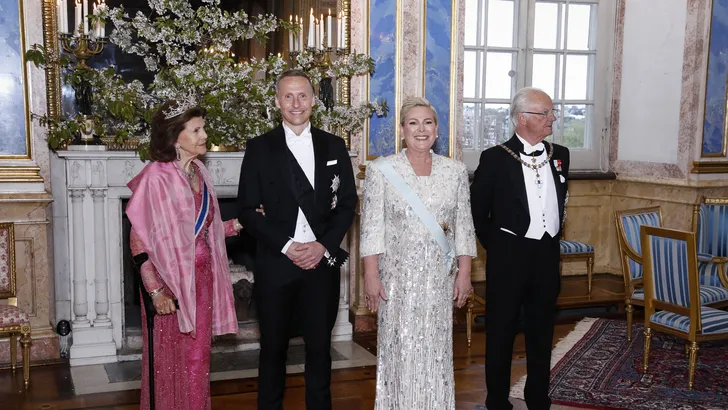 Koningin Silvia en koning Carl Gustaf met het IJslandse presidentspaar, mei 2025.