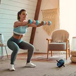 Woman doing exercises at home.