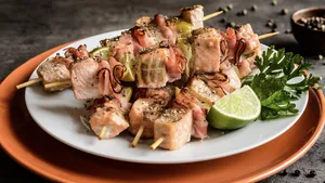 Zalmspiesjes barbecue