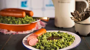 Dutch food: kale with smoked sausage or 'Boerenkool met worst'