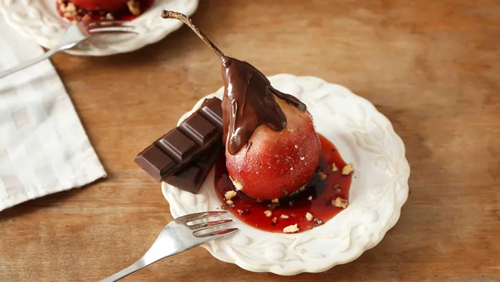 Stoofpeertjes met chocolade