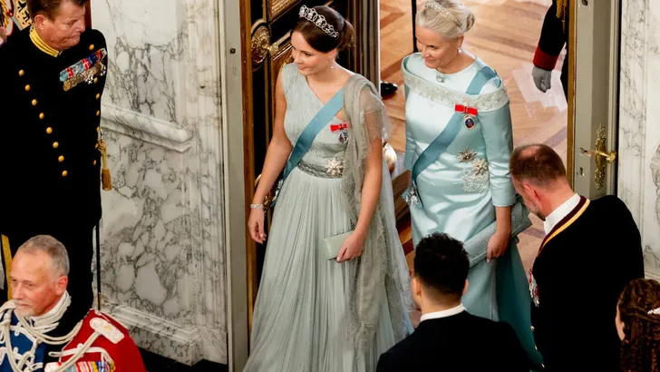 Princess Ingrid Alexandra, Crown Princess Mette Marit and Crown Prince Frederik attend Prince Christian of Denmark 18th birthday Gala Dinner at Christiansborg Palace