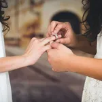 portrait of beautiful lesbian couple wedding