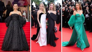 Drieluik foto's van het filmfestival van Cannes 2025, met links Irina Shayk, midden prinsessen Chiara en Carolina van Bourbon en rechts model Alessandra Ambrosio.