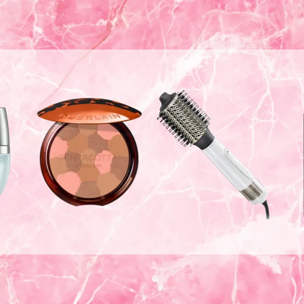 Beau Monde's Beauty Buzz – Collagefoto op roze achtergrond met nieuwe beauty-releases.