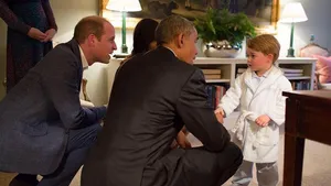 Schattig: prins George ontmoet president Obama