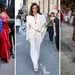 Drieluik foto's Paris Couture Week met links Lisa Rinna in Balenciaga, midden Pia Wurtzbach en rechts een model in Zuhair Murad.