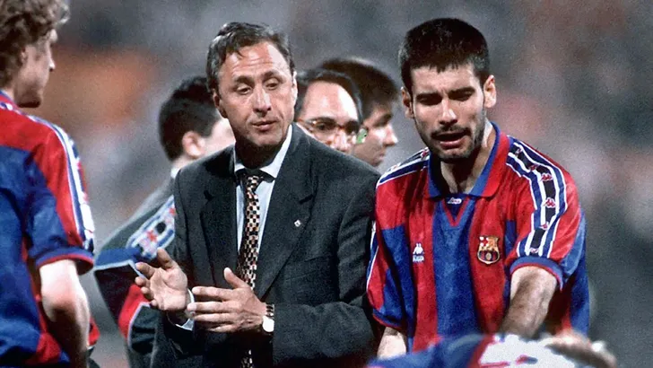 Johan Cruijff en Pep Guardiola