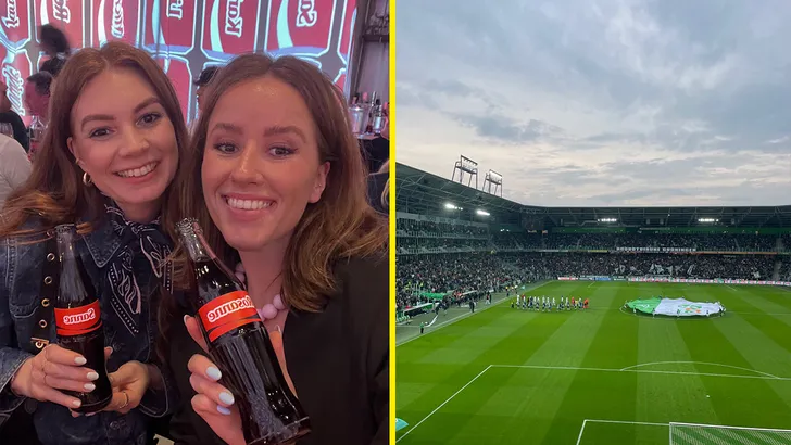 Sanne en Rosanne op het Coca-Cola event en De Euroborg FC Groningen