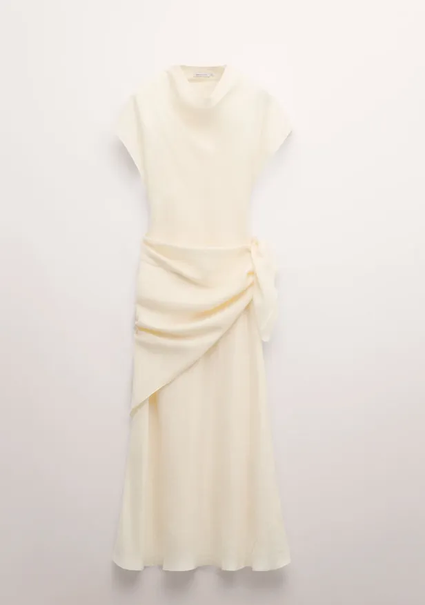 Lyocell jurk met gecombineerd sjaaldetail - Mango