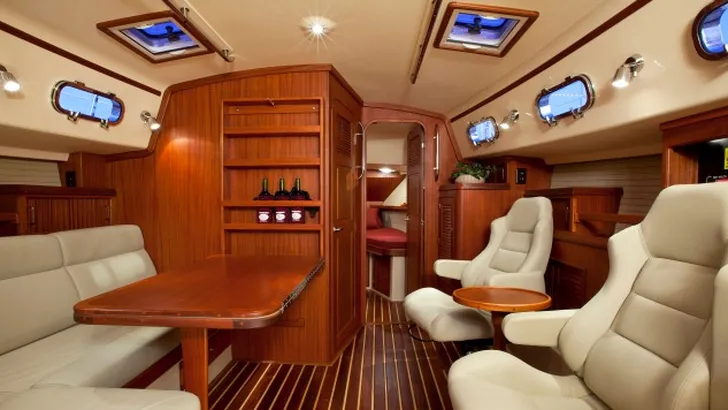 Interiors onboard Island Packet 360 in Annapolis, MD.