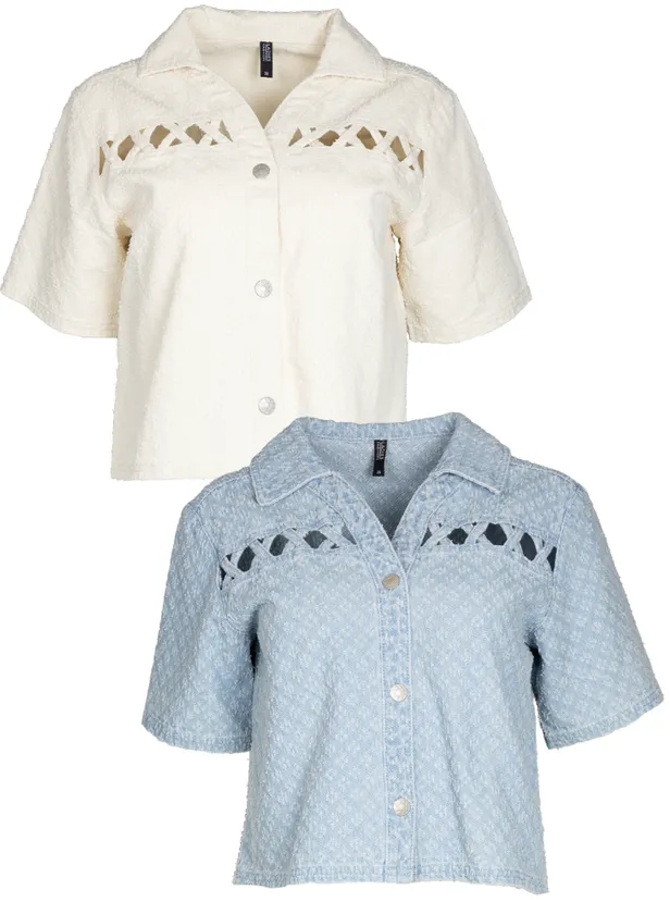 Jasje jaquard in wit en blauw - €16,99