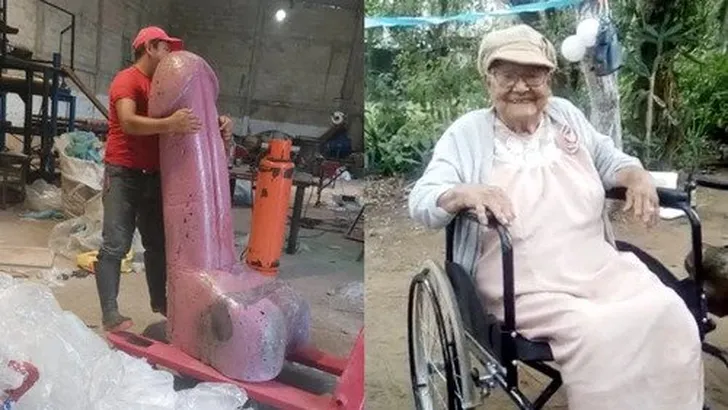 Laatste wens van 99-jarige: enorme piemel als grafsteen
