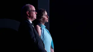 Prinses Charlene en prins Albert bij de afsluiting van het Monte-Carlo Television Festival.