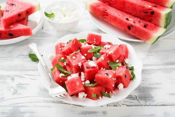 Salade van watermeloen en feta