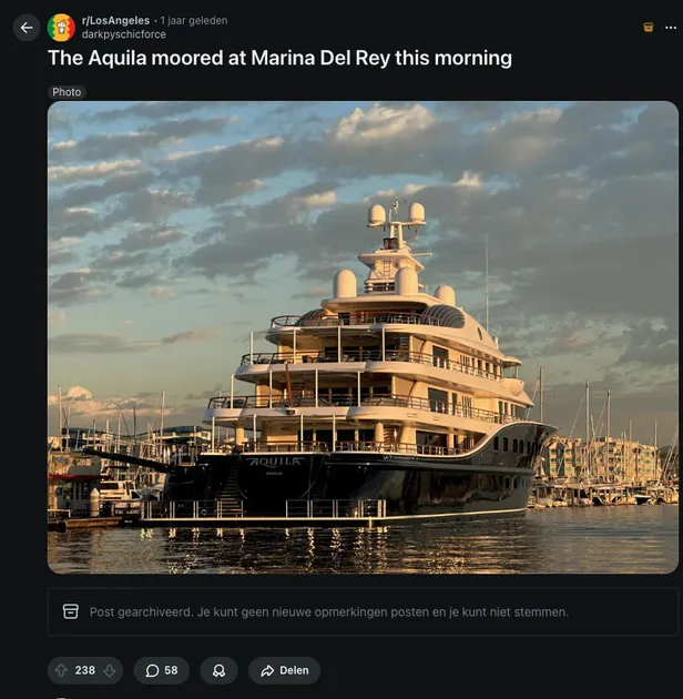 Superjacht AQUILA op Reddit