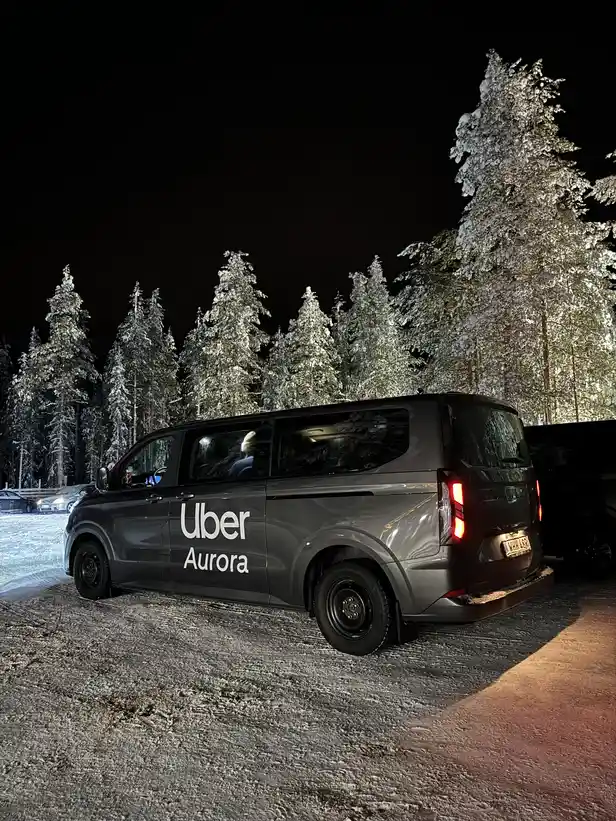 Ready to go! De busjes van Uber Aurora zijn mega ruim en heel comfortabel 