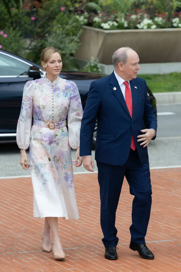 Prinses Charlene in de Zimmermann 'Dawning' japon bij het 'Japan in Monaco' evenement, maart 2026.